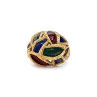 YELLOW GOLD AND POLYCHROME ENAMEL BOMBE RING