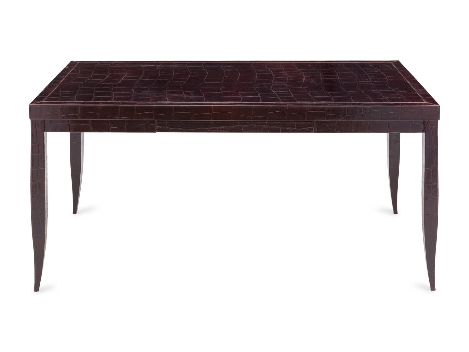 A Contemporary Alligator Embossed Leather Veneered Desk