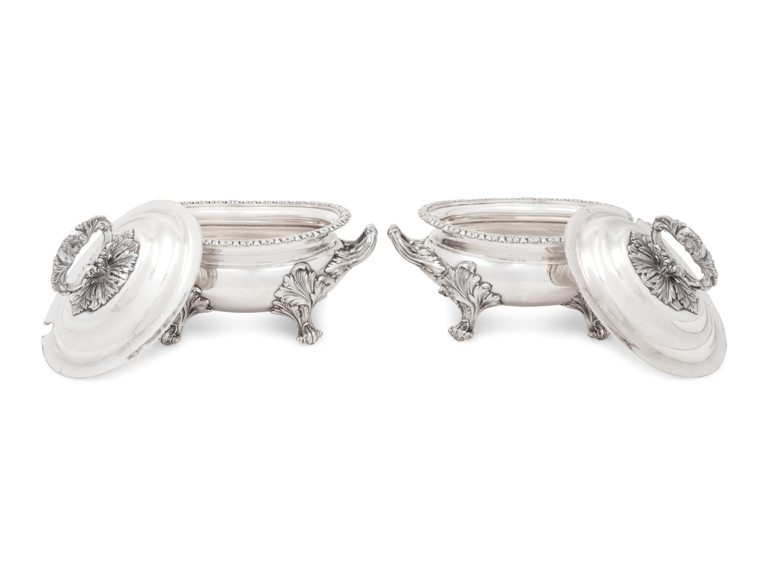 A Pair of Victorian Silver-Plate Sauce Tureens