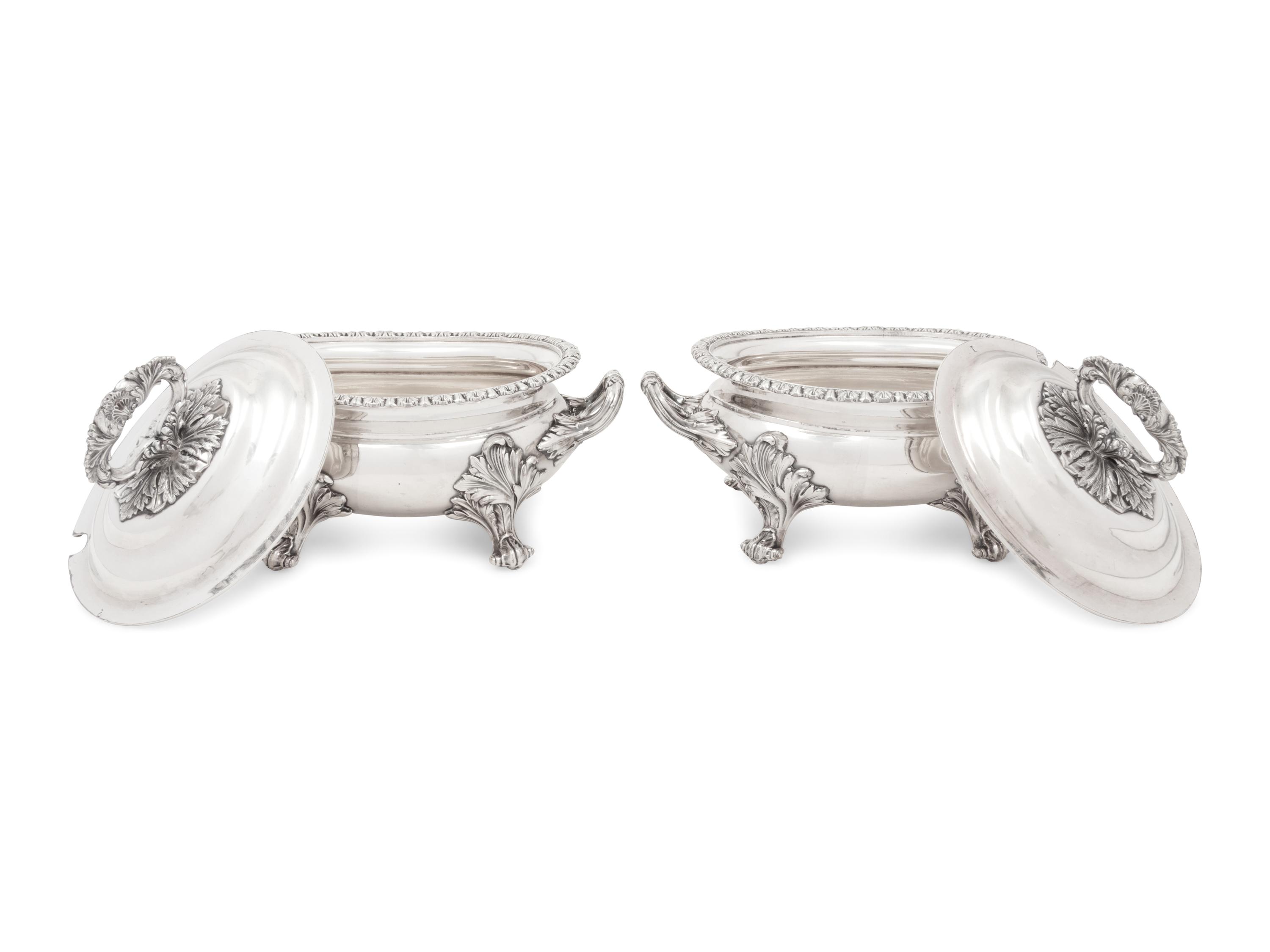 A Pair of Victorian Silver-Plate Sauce Tureens
