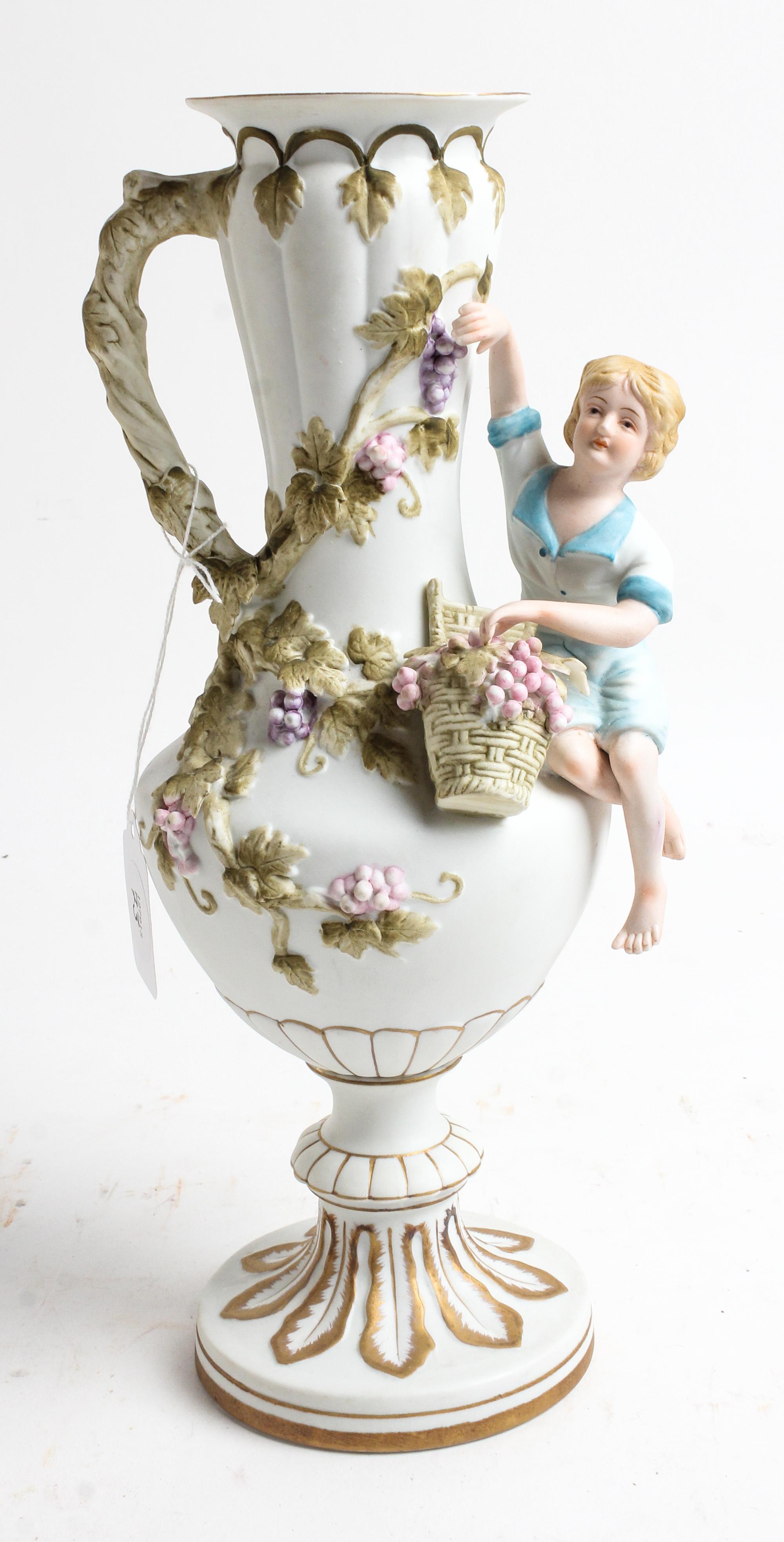 A Continental Bisque Porcelain Vase Height 12 inches. — 20TH CENTURY