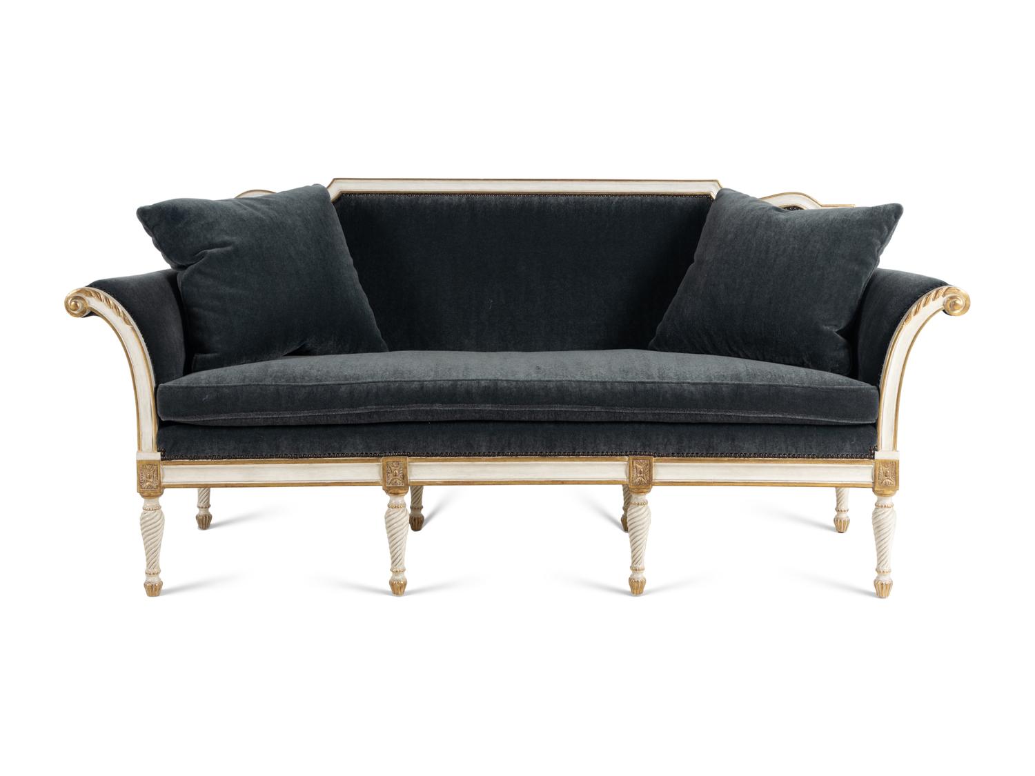 An Ebanista Bergamo Painted and Parcel-Gilt Settee