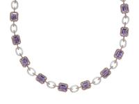 AMETHYST, ORANGE SAPPHIRE, AND ROCK CRYSTAL NECKLACE