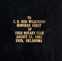 An August 13, 1962 Enid, Oklahoma Bud Wilkinson Day Presentation Including Telegram from President John F. Kennedy