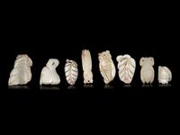 Eight Chinese Celadon Jade Carvings of Cicadidae