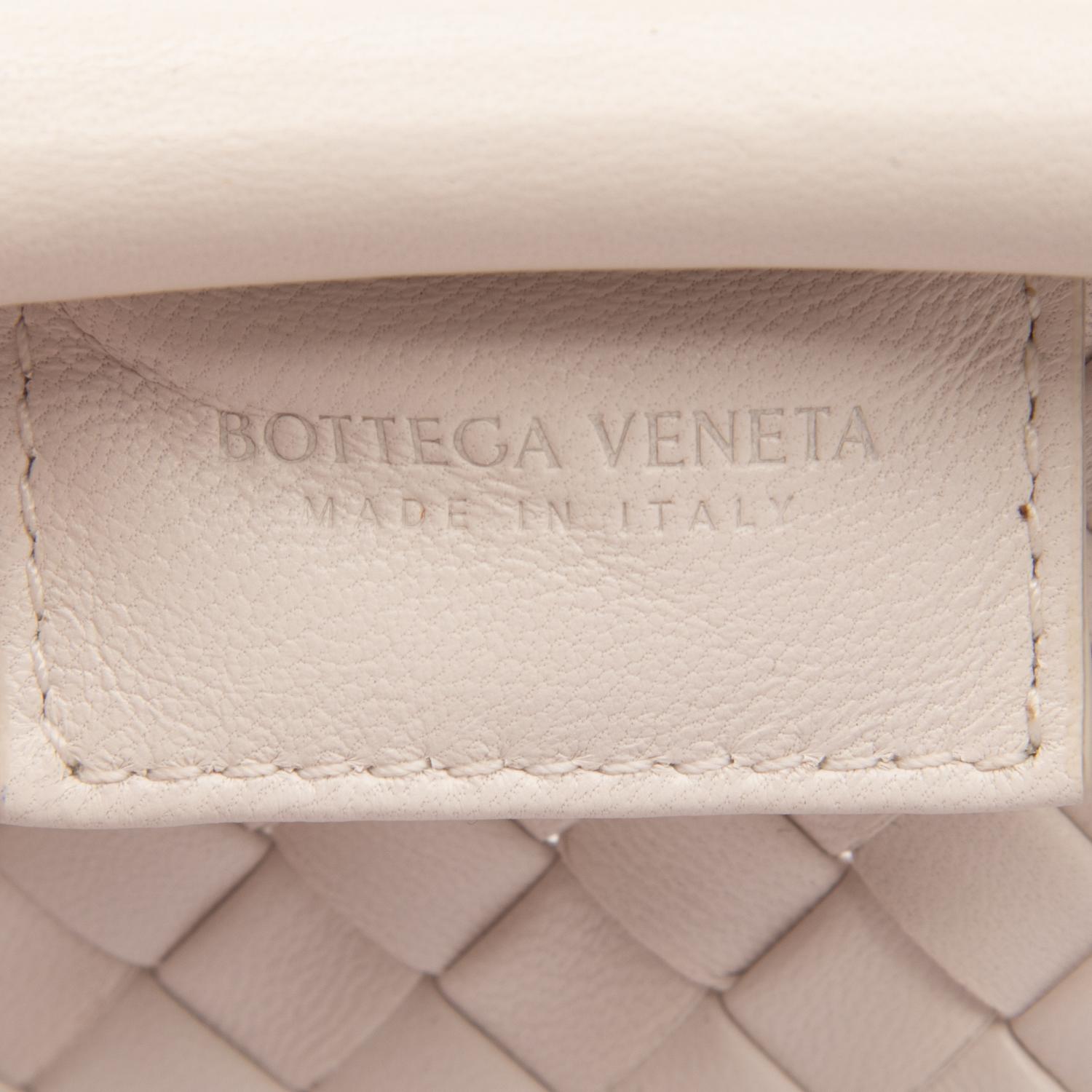 BOTTEGA VENETA, WHITE INTRECCIATO LEATHER CLUTCH