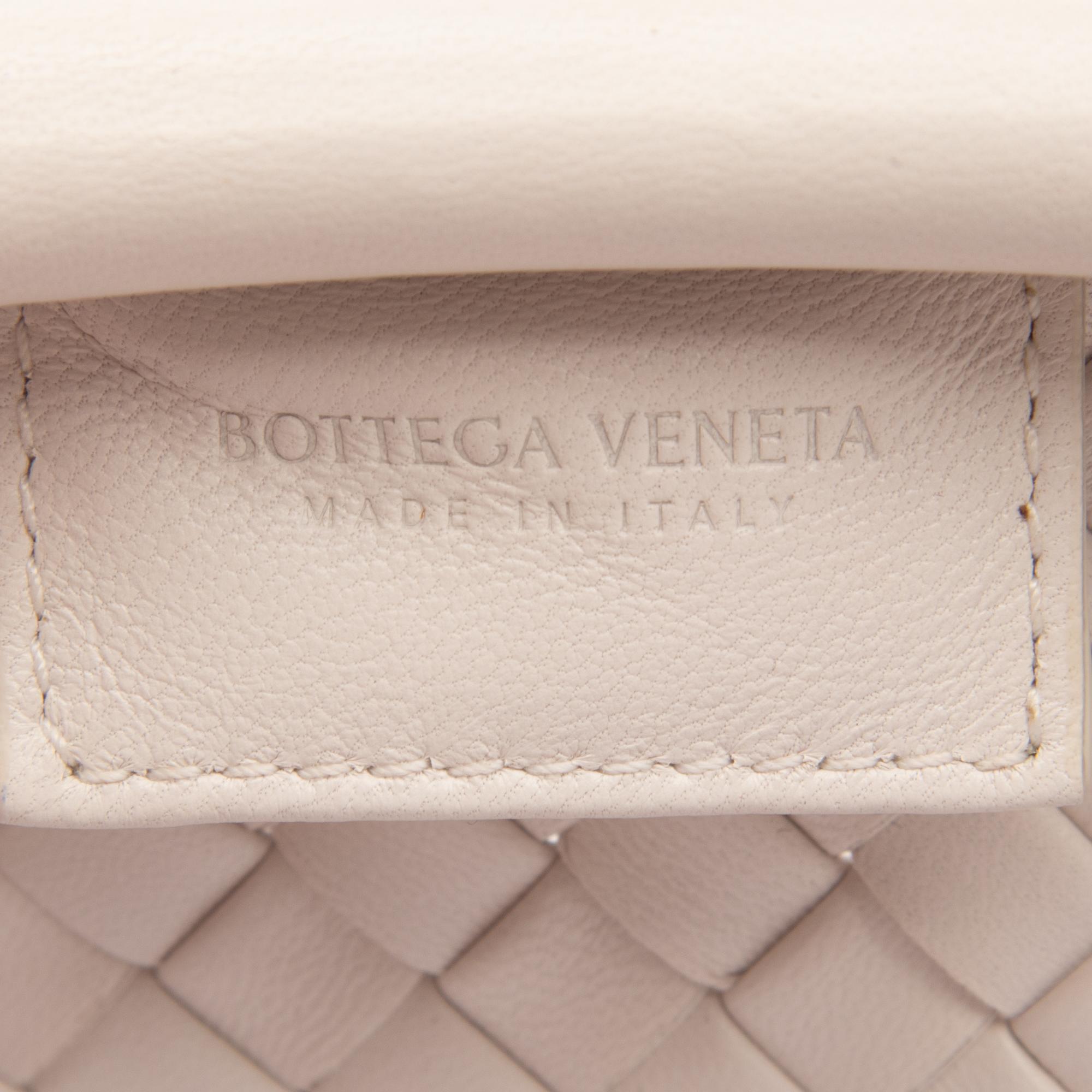 BOTTEGA VENETA, WHITE INTRECCIATO LEATHER CLUTCH