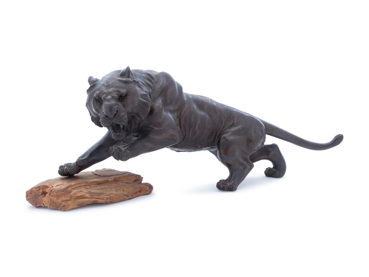A Japanese Bronze Figure of a Tiger