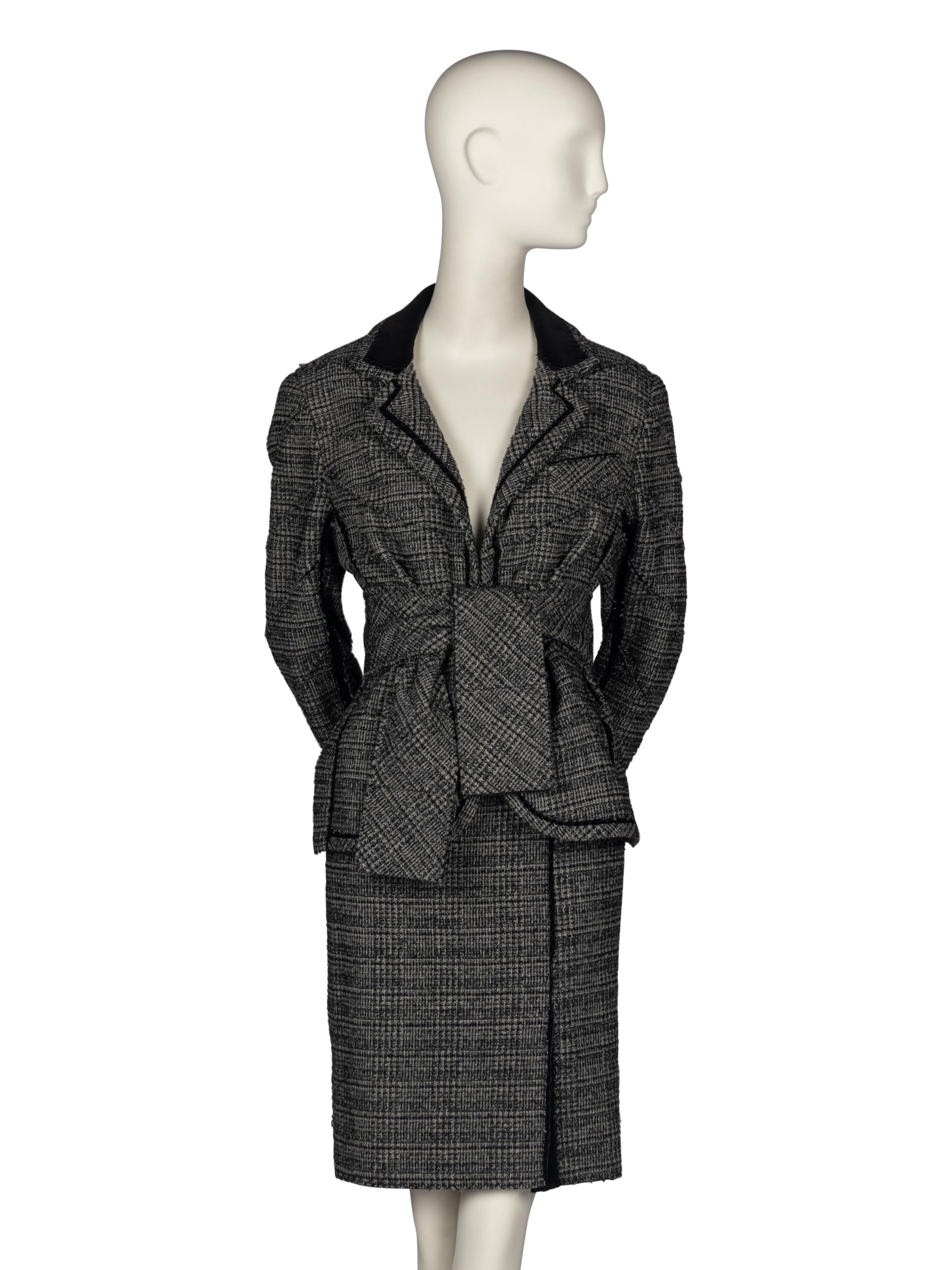 J. Mendel Tweed Skirt Suit With Scarf