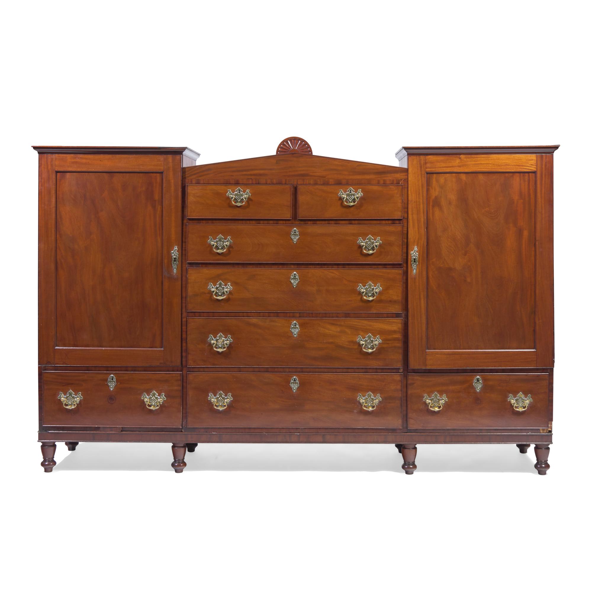 A Late Federal Mahogany Wardrobe