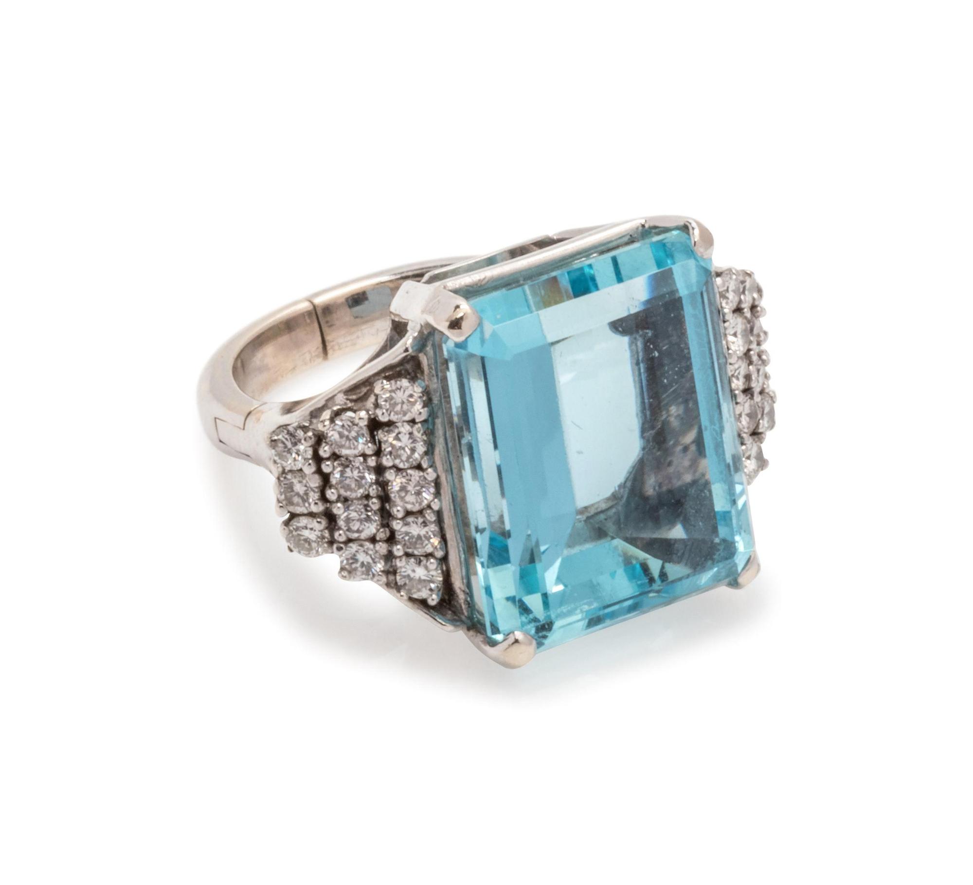 Aquamarine and Diamond Ring