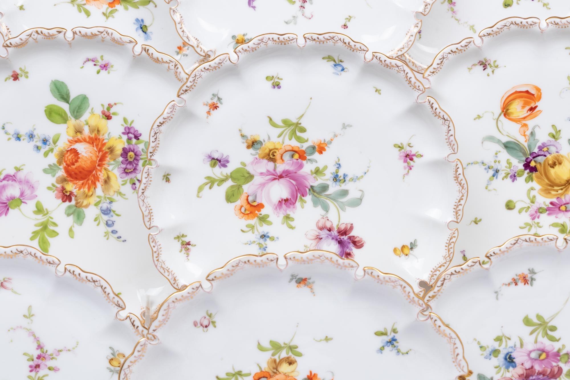 A Set of Twelve Dresden Porcelain Plates