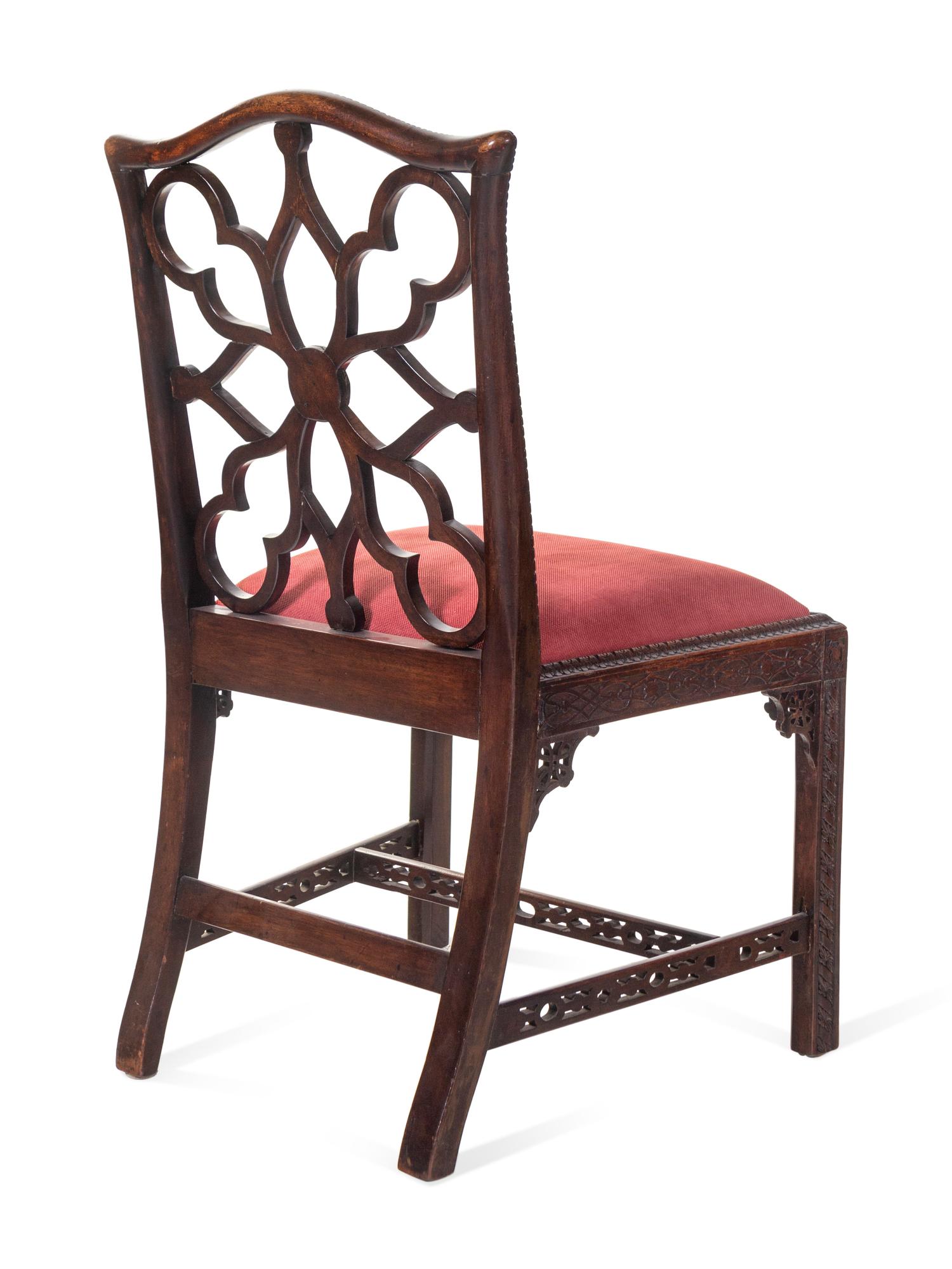 A Set of Four George III Mahogany “Gothick” Dining Chairs