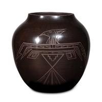 Blackware Pottery Jar, with Thunderbird