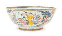 A Large Chinese Porcelain Punch Bowl Height 5 7/8 x diameter 13 3/4 inches. — 18TH/19TH CENTURY