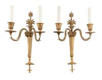 A Pair of North European Gilt Bronze Two-Branch Wall-Lights