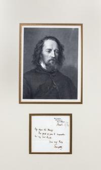TENNYSON, ALFRED LORD. Autographed note signed. Dated March 16, 1886. Size of note 4 1/4 x 4 1/2 inches.