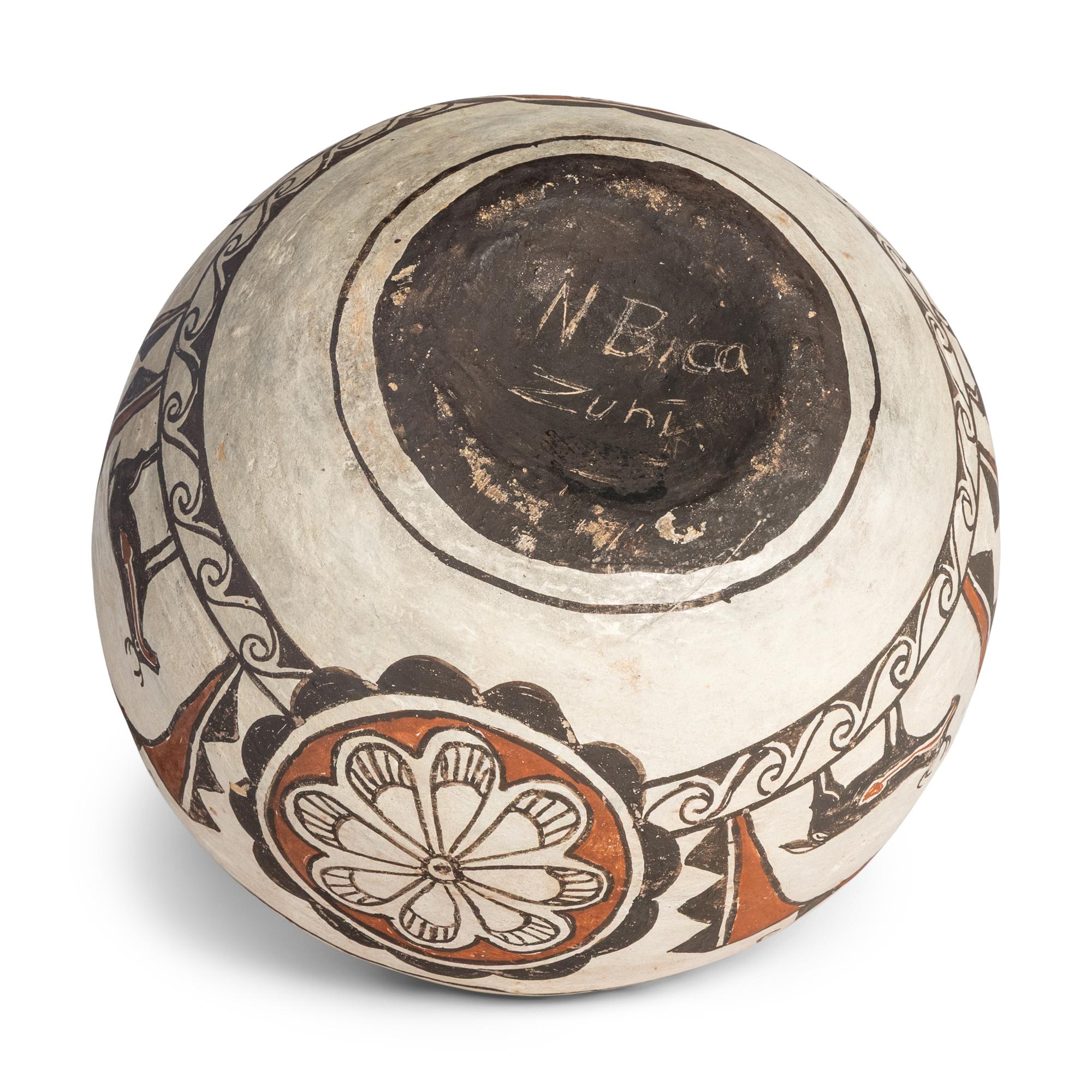 Nellie Bica (Zuni, 1905-1998) — Pottery Bowl, with Heartline Deer