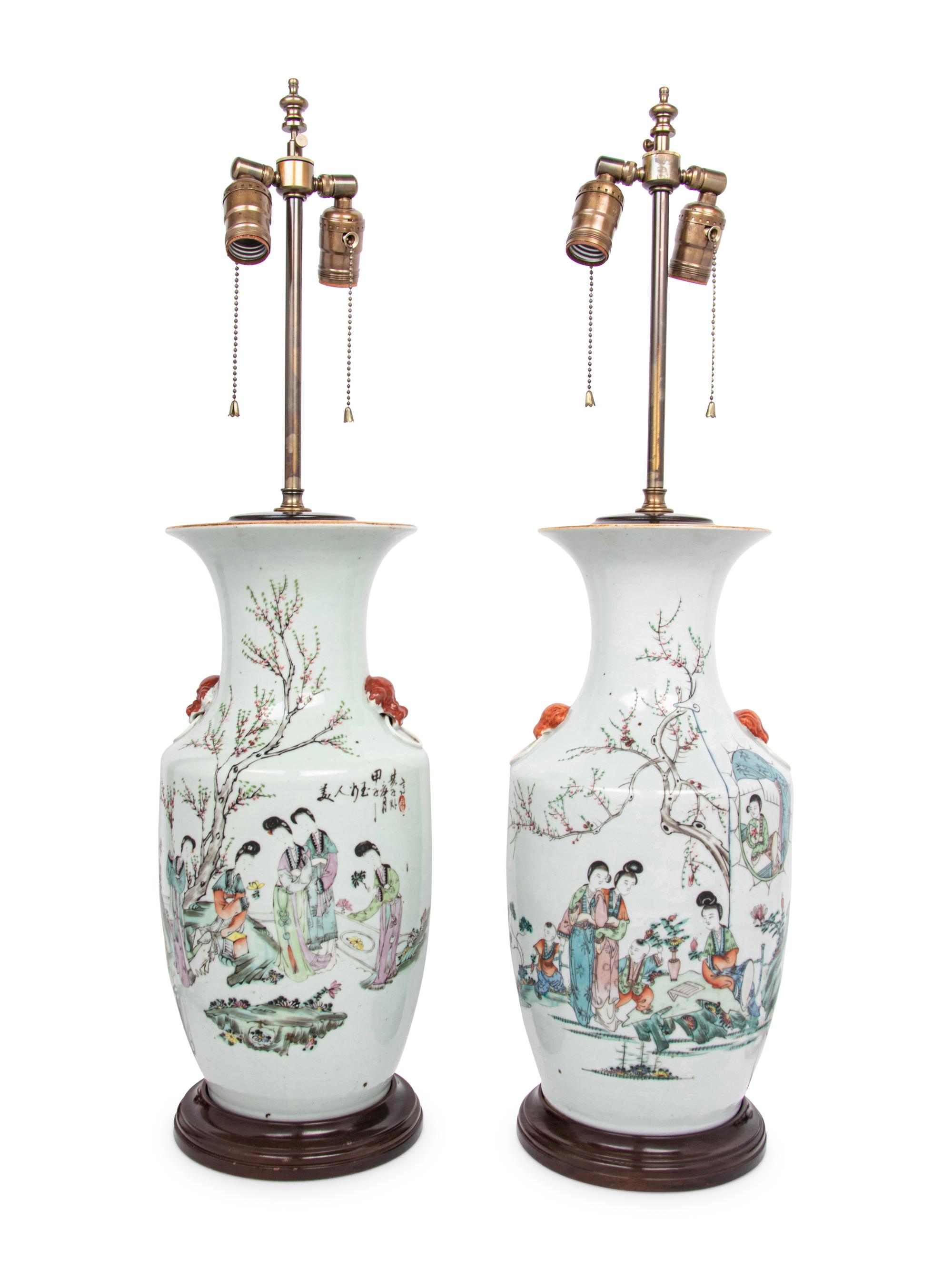 A Pair of Chinese Qianjiang Enameled Porcelain Vases