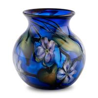 Charles Lotton (American, 1935–2021) — Vase, Blue with Violet Floral, 2004