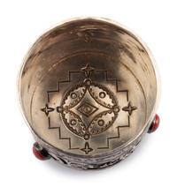 Stamped Sterling Silver Lidded Cases, with Turquoise and Coral Inlay