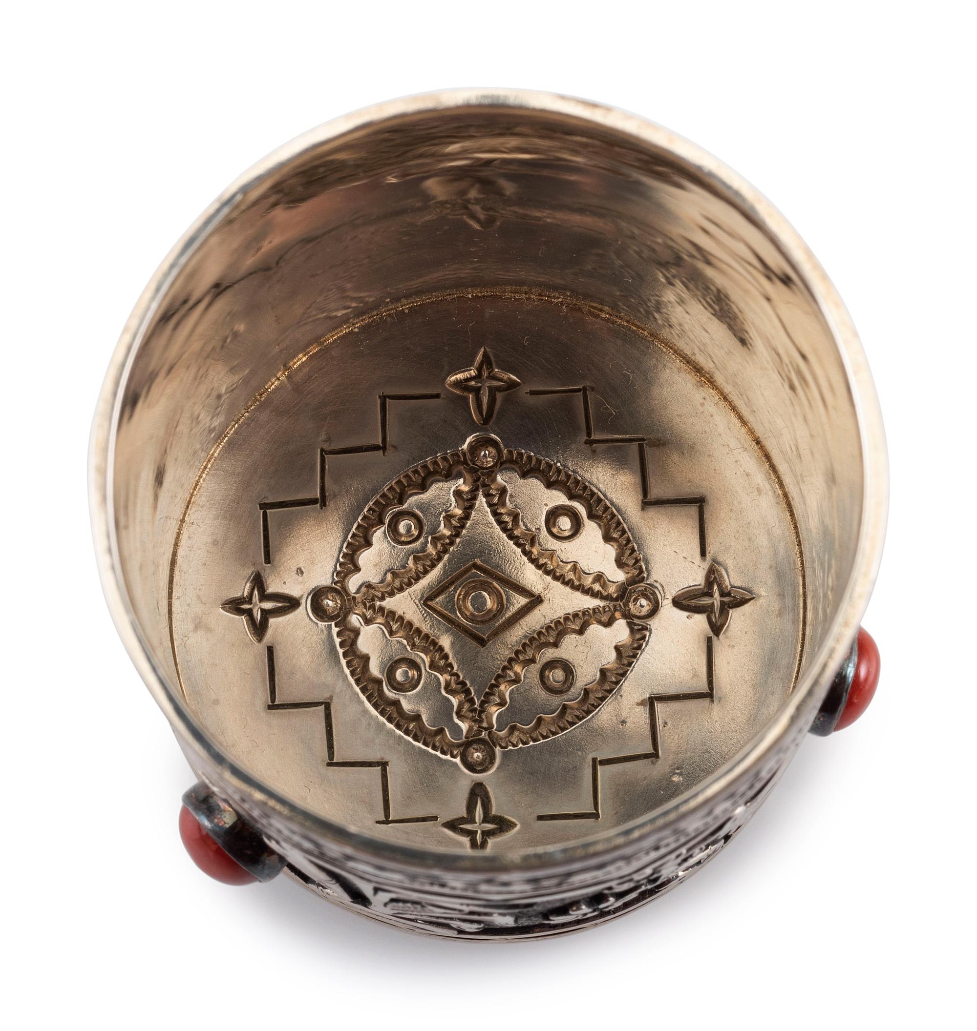 Stamped Sterling Silver Lidded Cases, with Turquoise and Coral Inlay