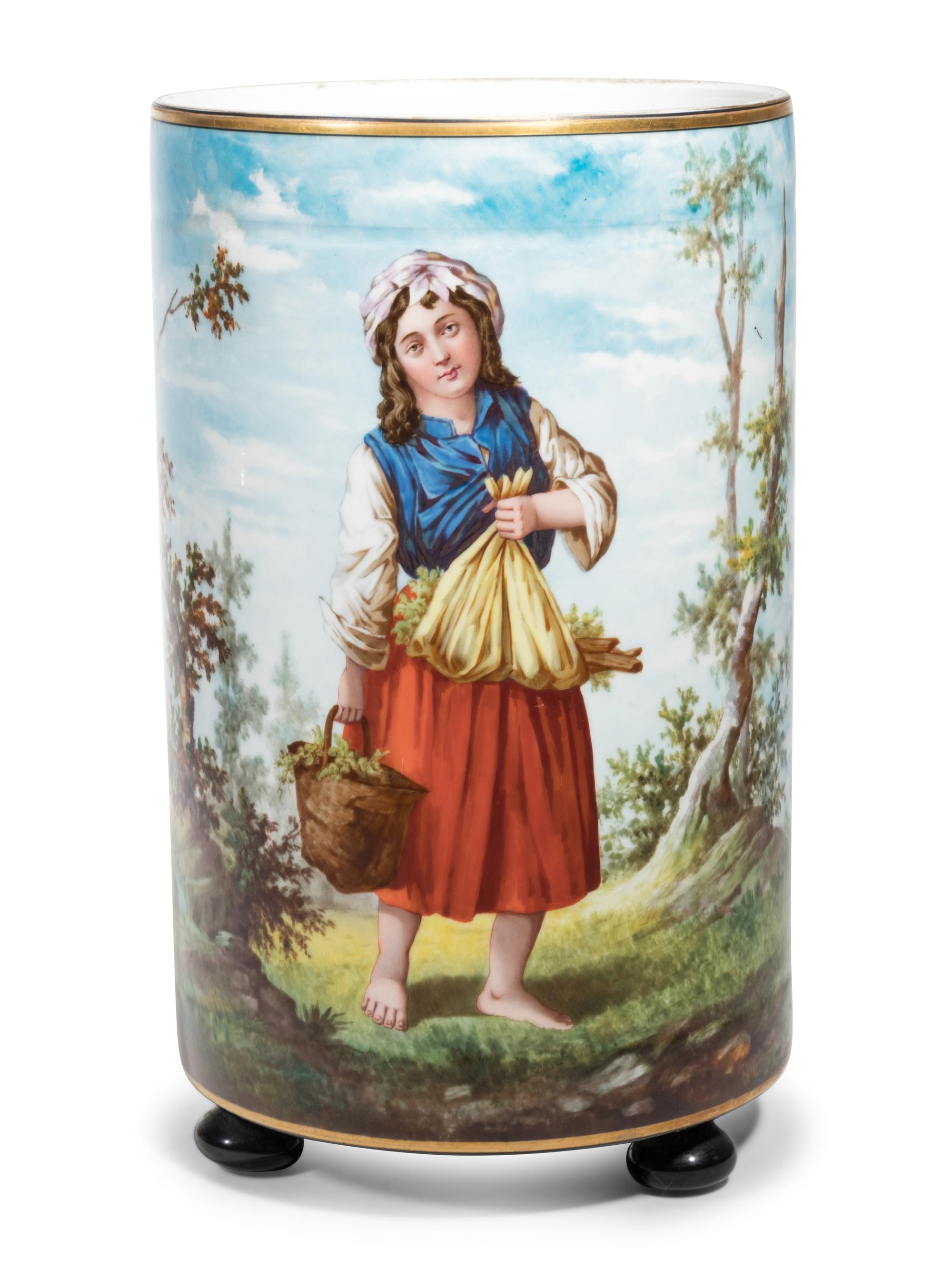 An English Painted Porcelain Vase Attributed to Minton