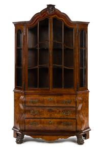 A Continental Burlwood Bookcase Height 91 x width 56 x depth 16 inches. — 19TH CENTURY