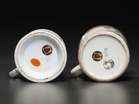 Two Cyclist's Porcelain Shaving Mugs