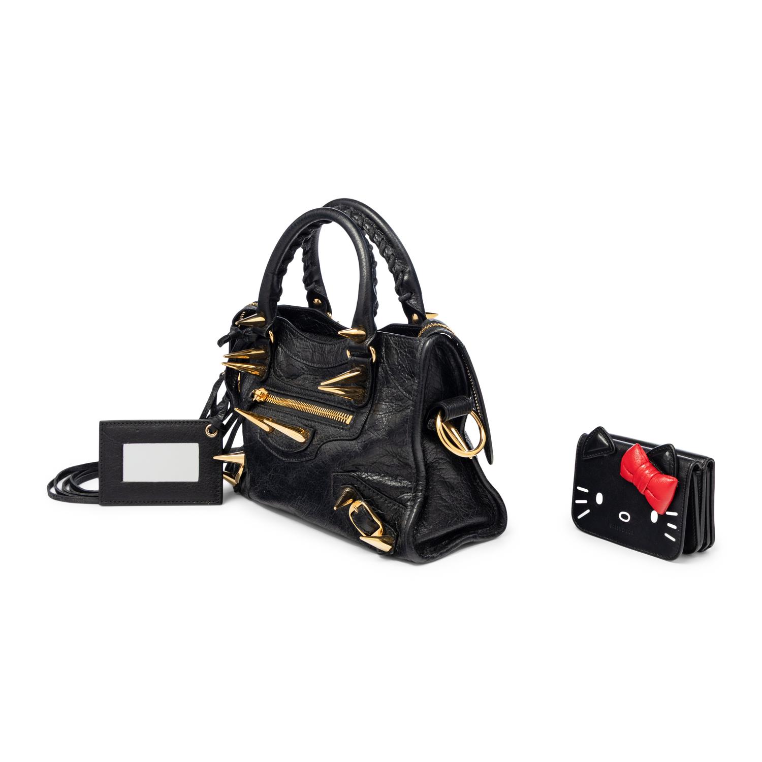 BALENCIAGA, SPIKE STUD MINI CITY BAG & HELLO KITTY WALLET