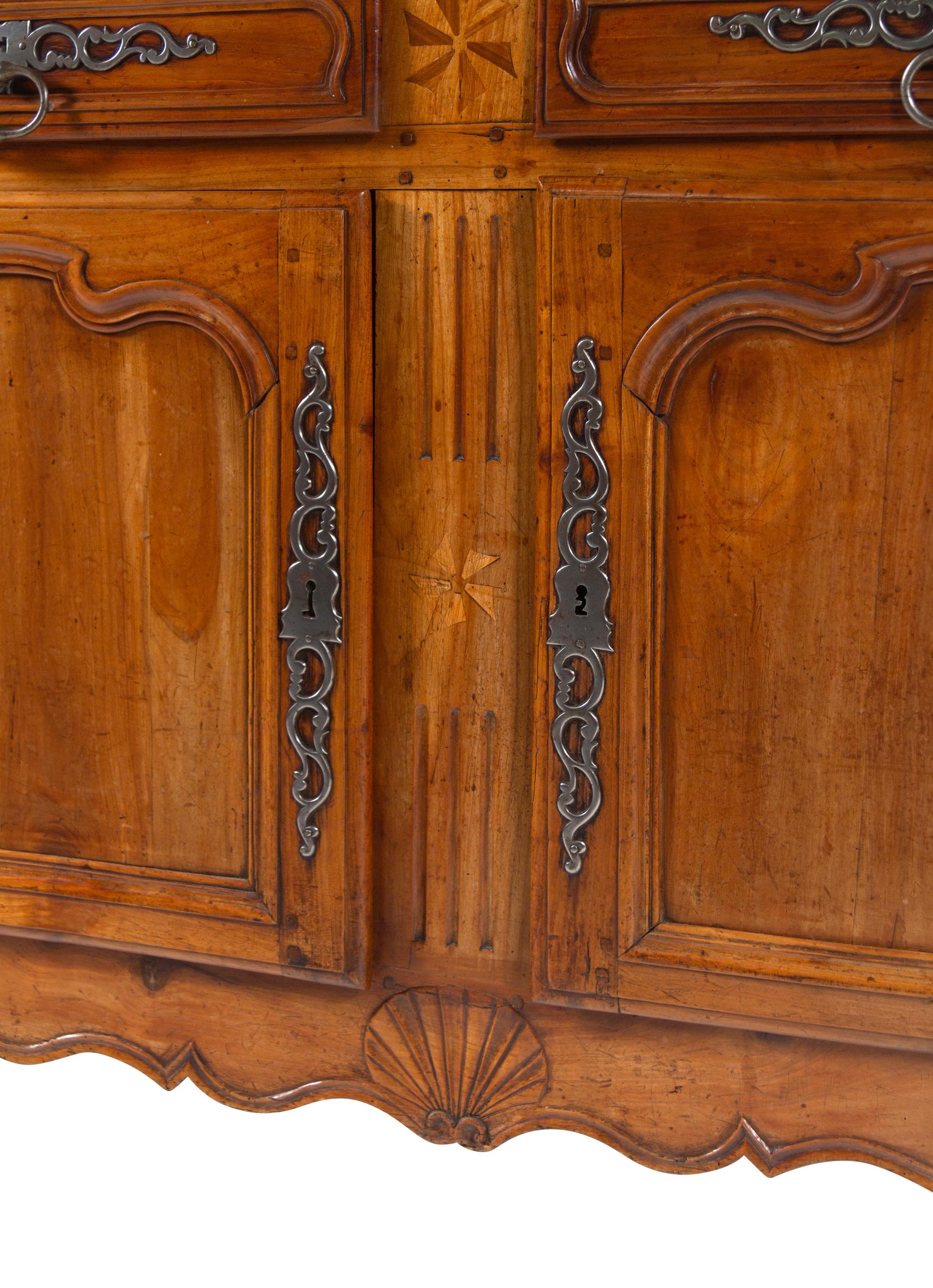 A Louis XV Provincial Fruitwood Buffet à Deux Corps