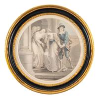 Two Pairs of English Hand Colored Stippleprint Etchings — 19TH CENTURY
