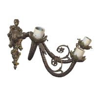 A Pair of Bronze Three-Light Wall Sconces 16" W x 13" D x 11" H — Argentina, Circa 1900