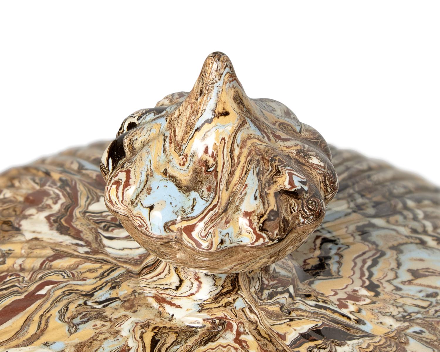 A Copeland and Garrett Agateware Cheese Dish and Cover