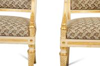 A Pair of Regency Painted and Parcel Gilt Open Armchairs — 19TH CENTURY