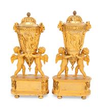 A Pair of Empire Ormolu Vases and Covers