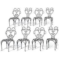 Set of eight wirework dining chairs