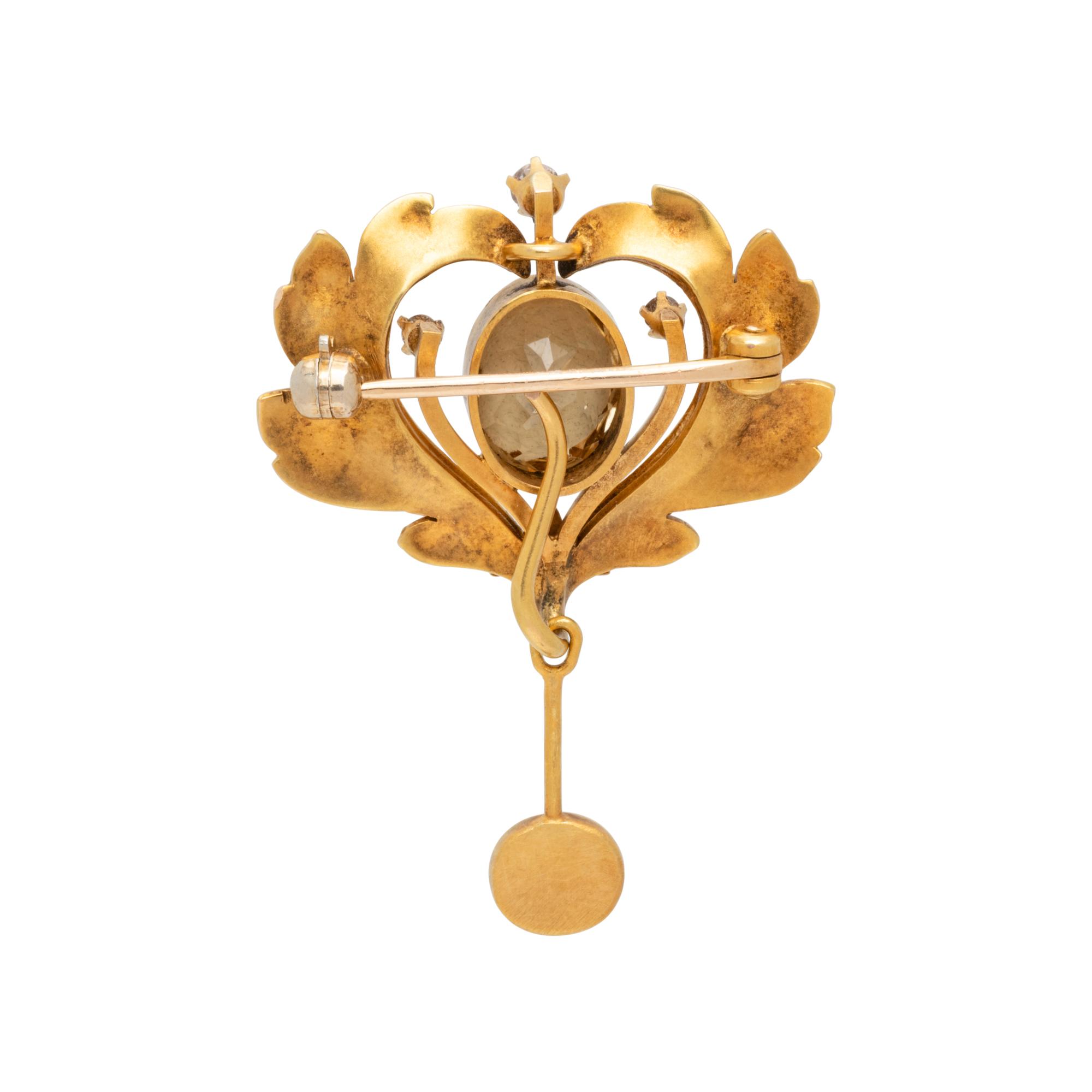 ART NOUVEAU, ENAMEL, GEMSTONE AND DIAMOND BROOCH