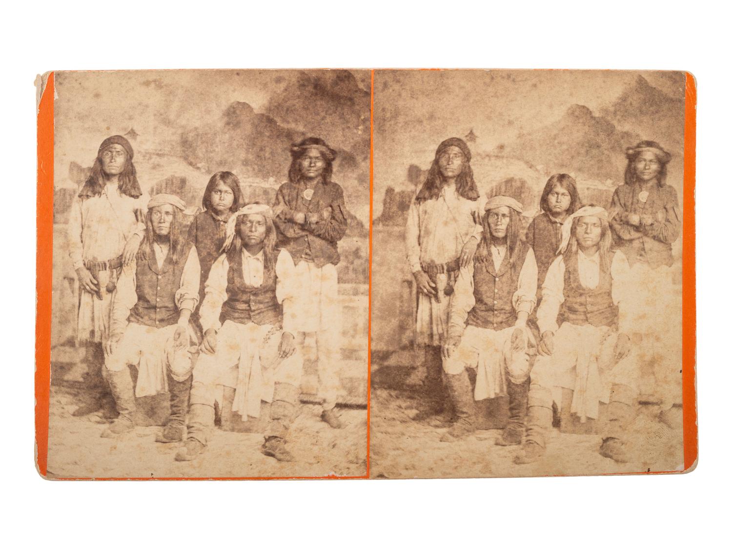 [NATIVE AMERICANS]. ROTHROCK, G.H. (1843-1924), photographer. A group of 2 stereoviews of Apache subjects. Phoenix, AZ.