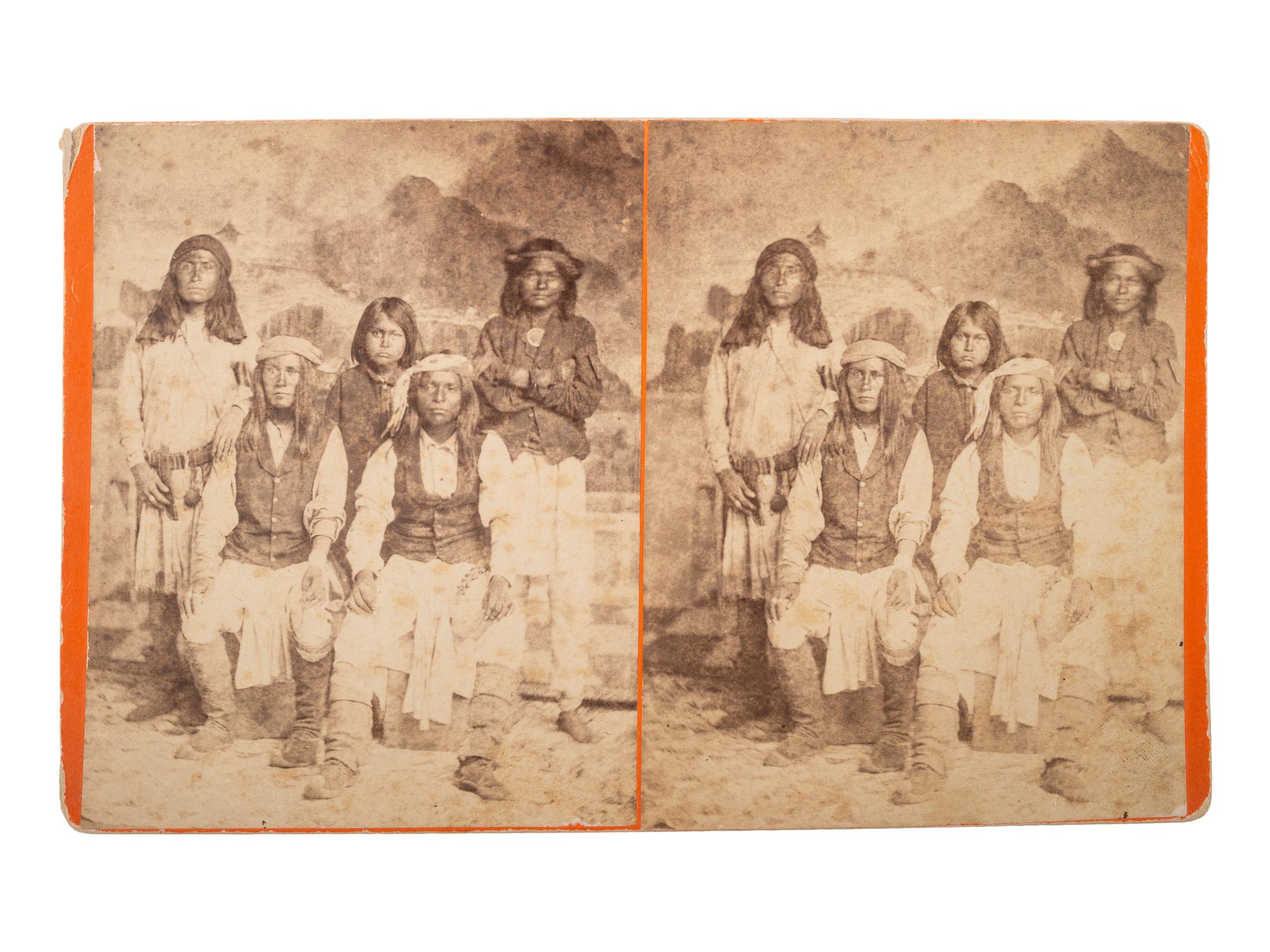 [NATIVE AMERICANS]. ROTHROCK, G.H. (1843-1924), photographer. A group of 2 stereoviews of Apache subjects. Phoenix, AZ.
