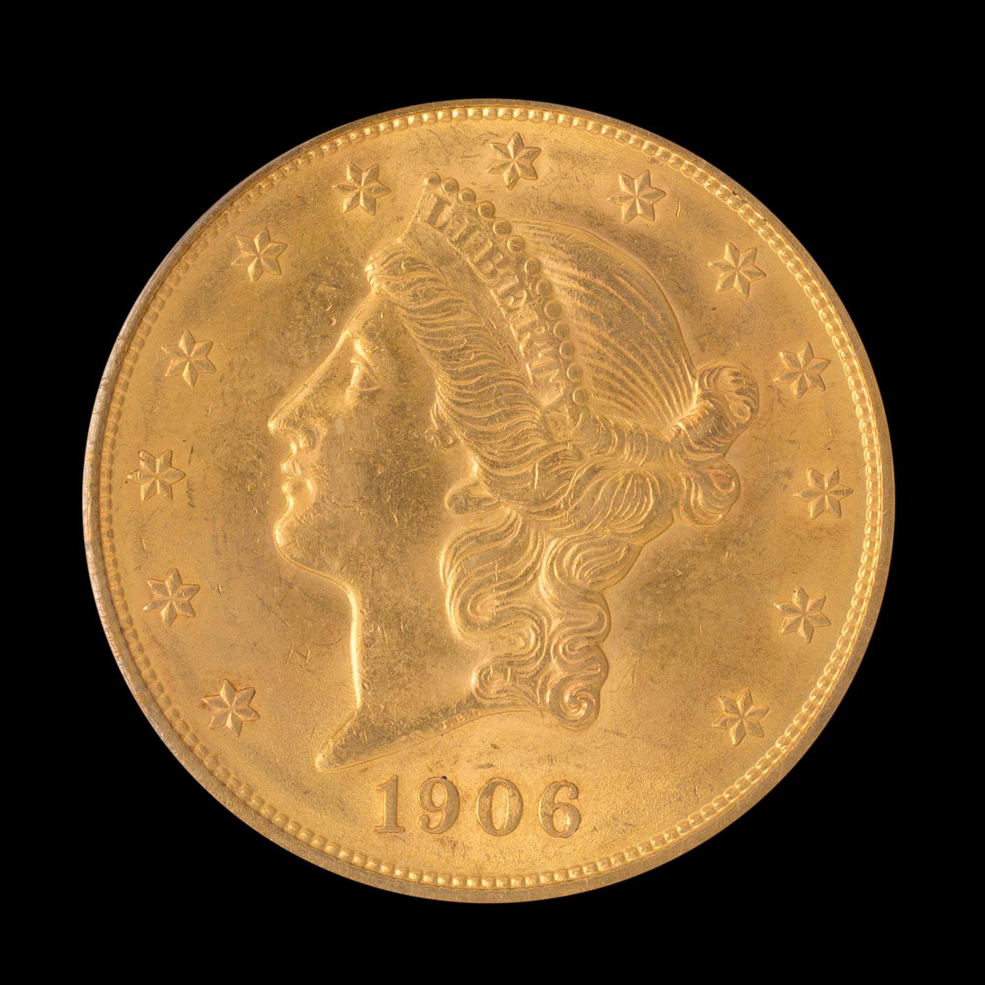 A United States 1906-D Liberty Head $20 Gold Coin