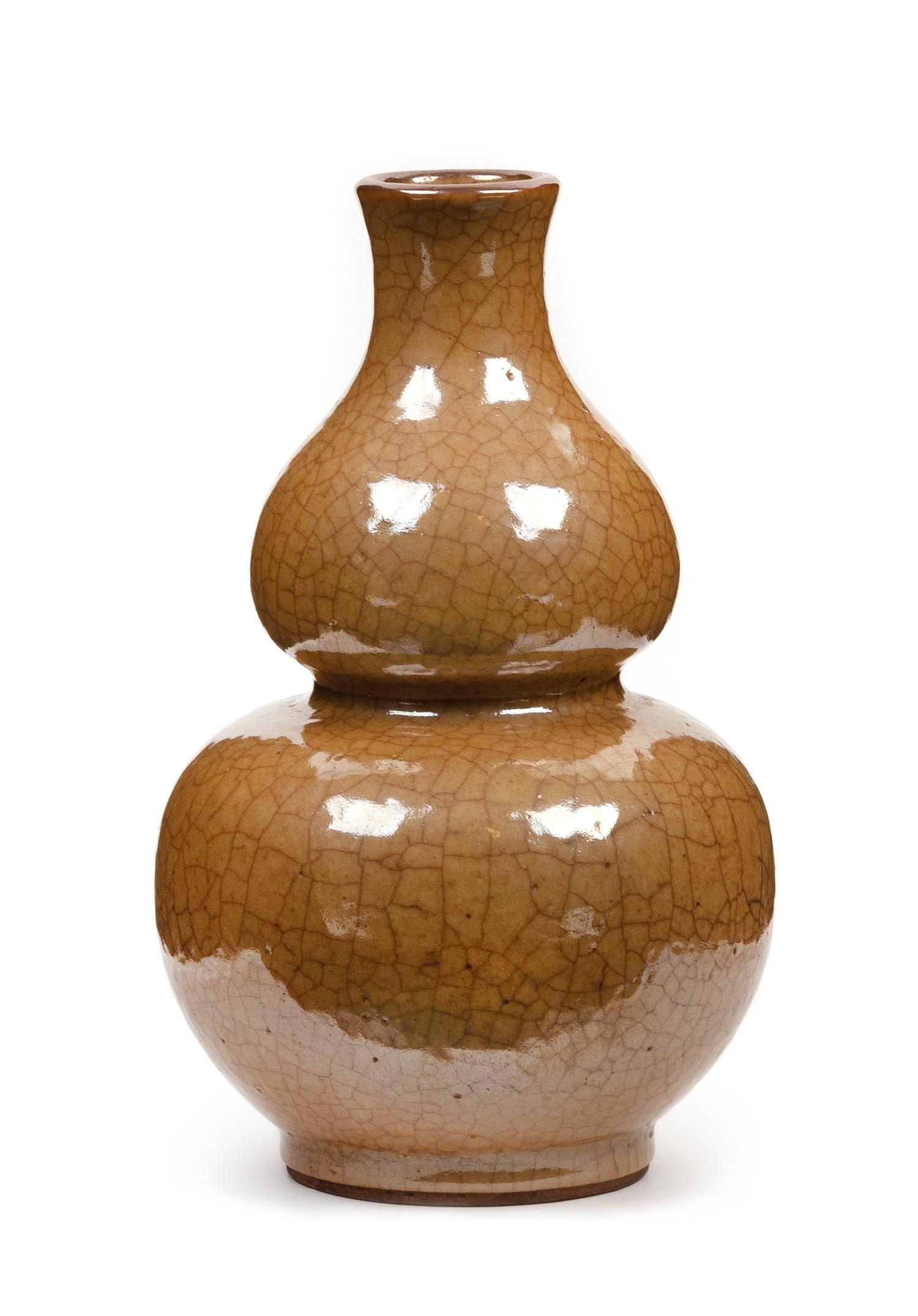 A Ge-Type Porcelain Gourd Vase Height 7 inches. — MING DYNASTY (1368-1644)