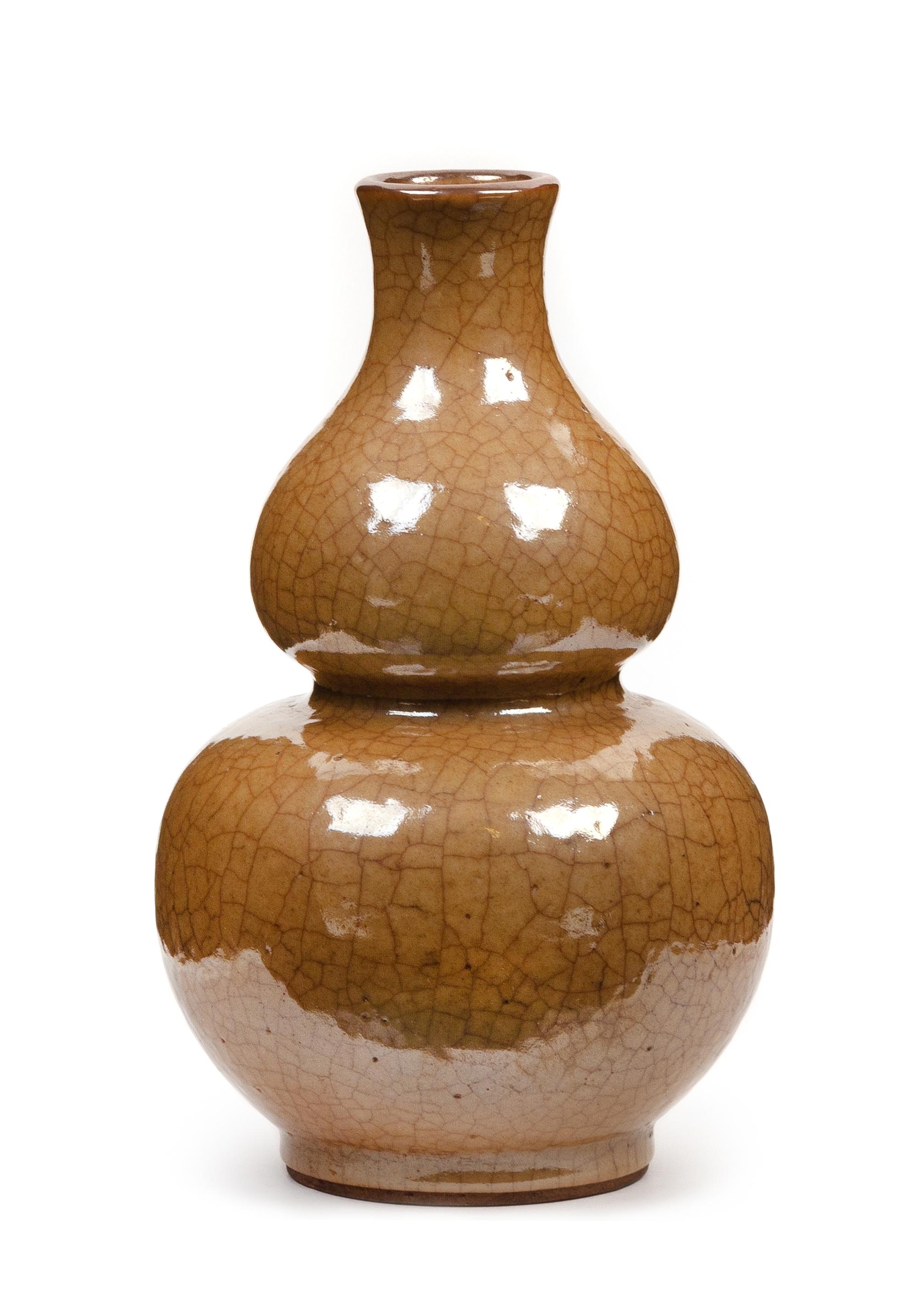 A Ge-Type Porcelain Gourd Vase Height 7 inches. — MING DYNASTY (1368-1644)