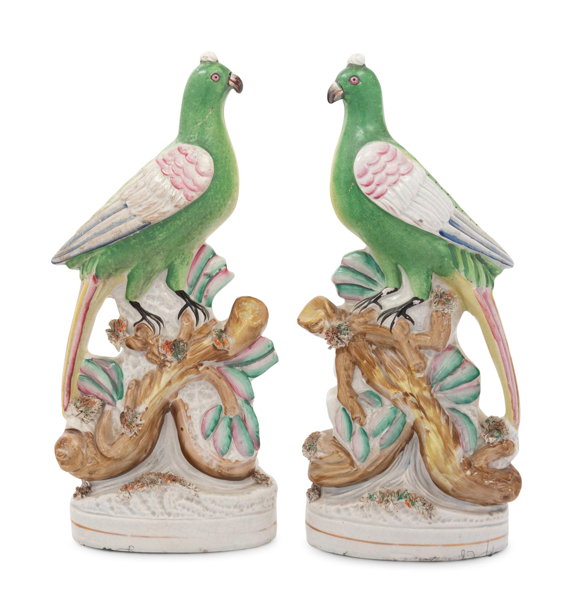 A Pair of Staffordshire Bird Figures