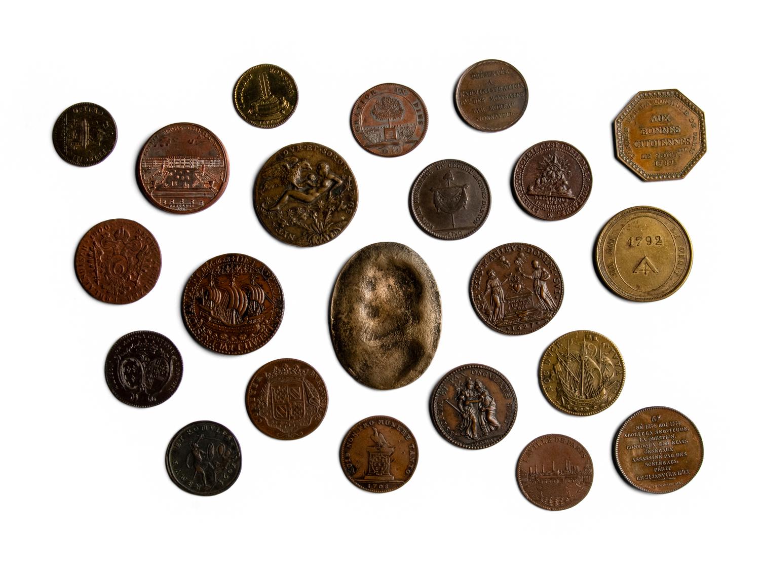 A Collection of Continental Bronze, Copper and Mixed-Metal Commemorative Medallions and Jetons