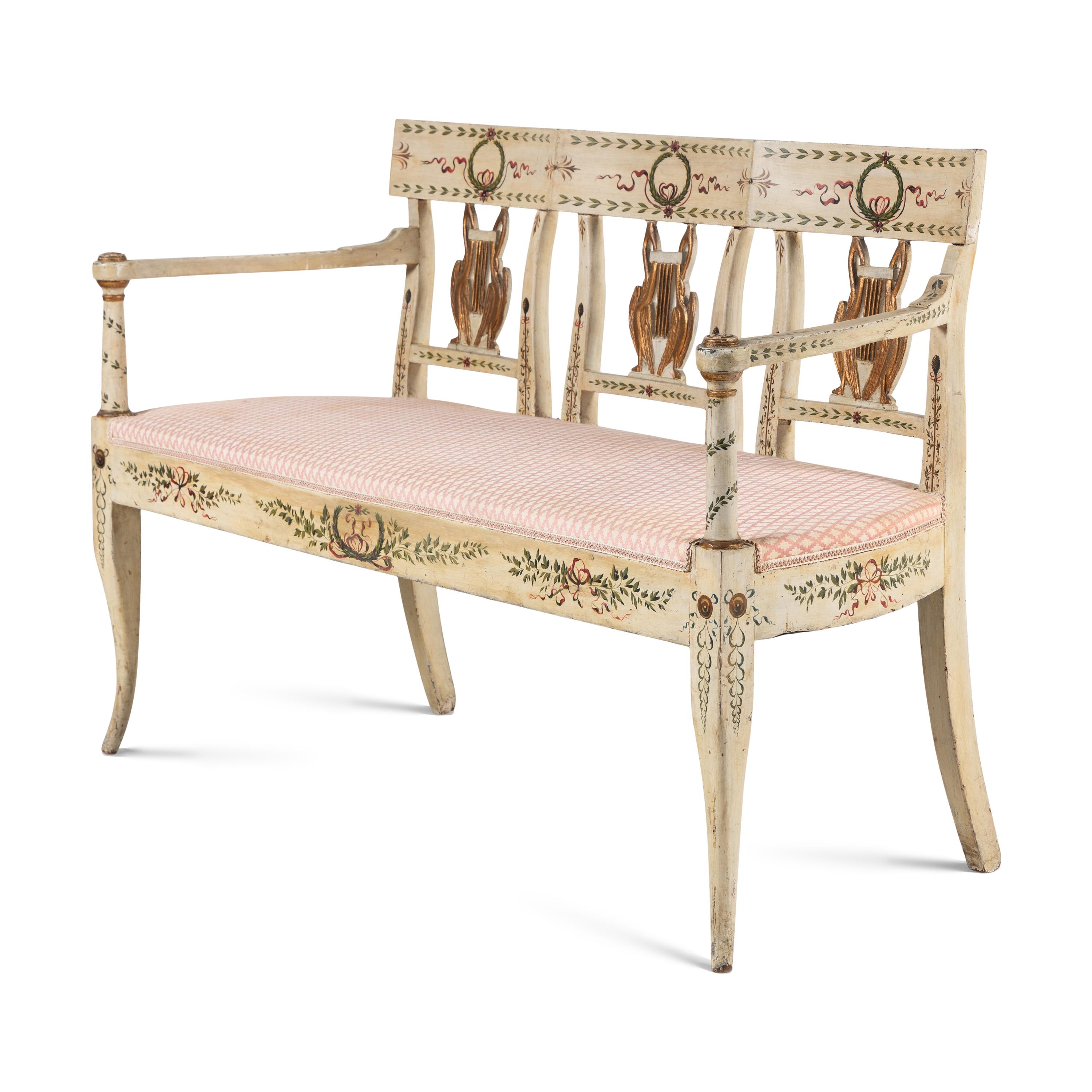 An Italian Neoclassical Painted Settee