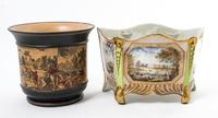 Two Italian Ceramic Jardinières Height of taller 7 inches. — 19TH/20TH CENTURY
