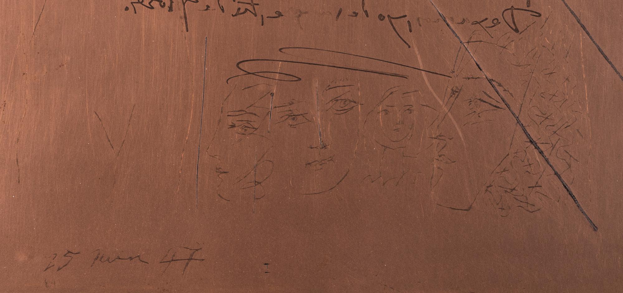 Original Copper Plate fo r Soneto XVII (from Vingt Poèmes de Góngora ), 1947