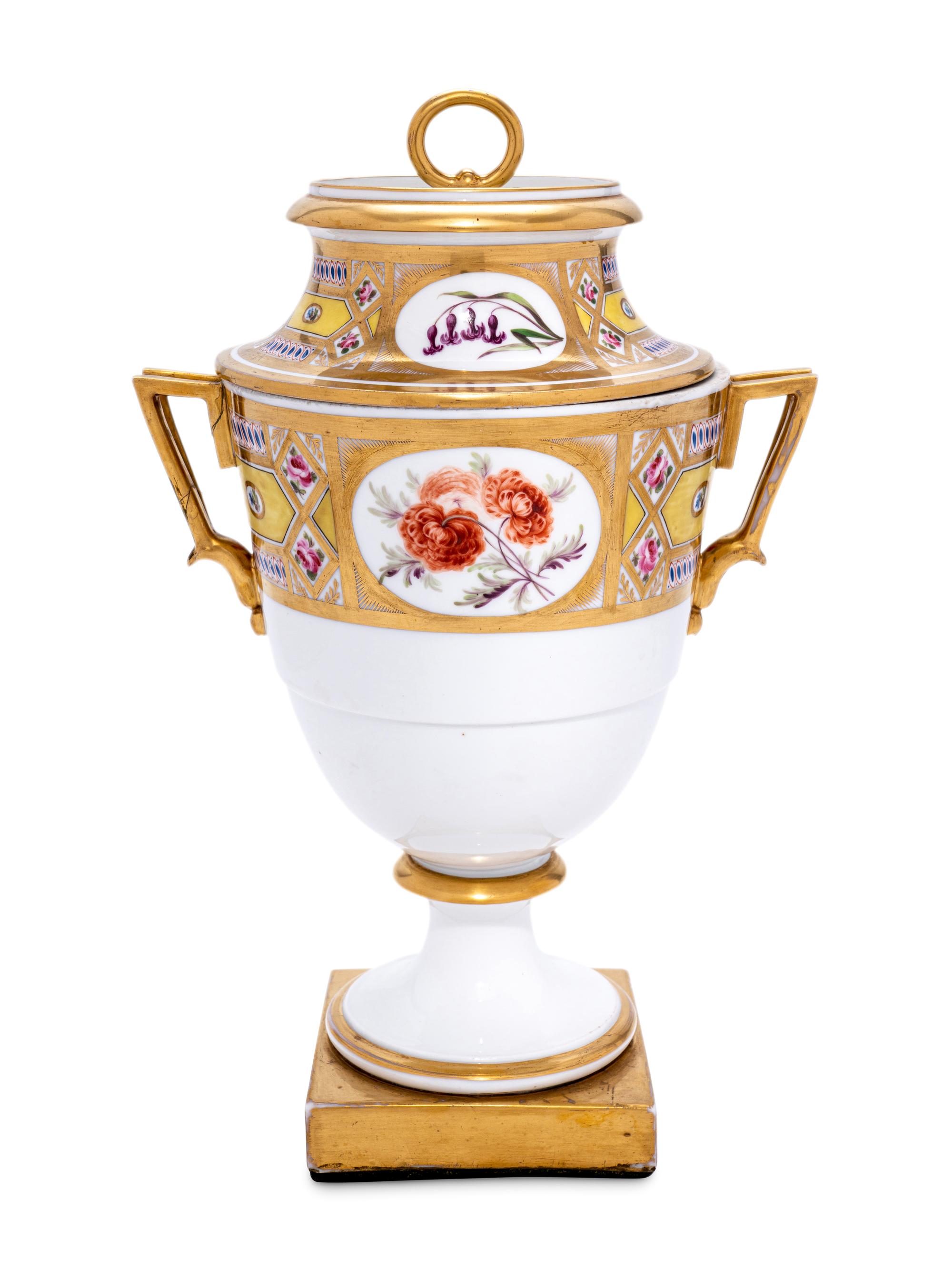 A Paris Porcelain ' Church Gresley' Fruit Cooler and Cover