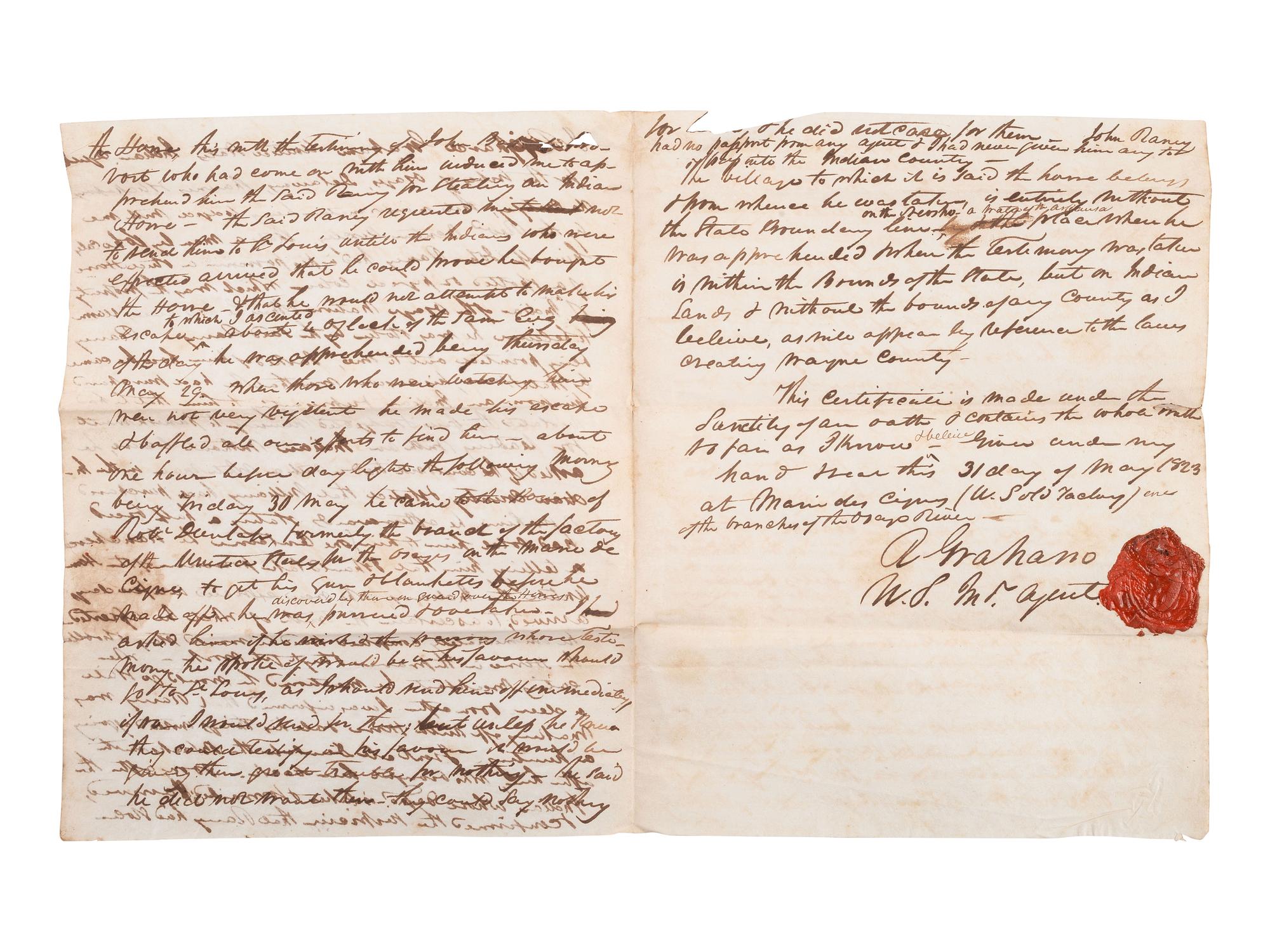 [NATIVE AMERICAN]. Documents related to US Indian Agent Richard Graham (1787- ca 1857).
